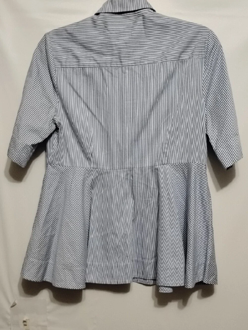 Kate Spade Striped Button-Front Peplum Shirt - Blue & White M